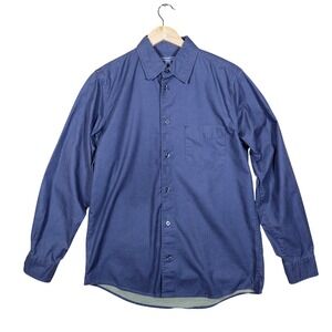 Martin Gordon Mens Medium Blue Long Sleeve Button Up Work Shirt Casual‎